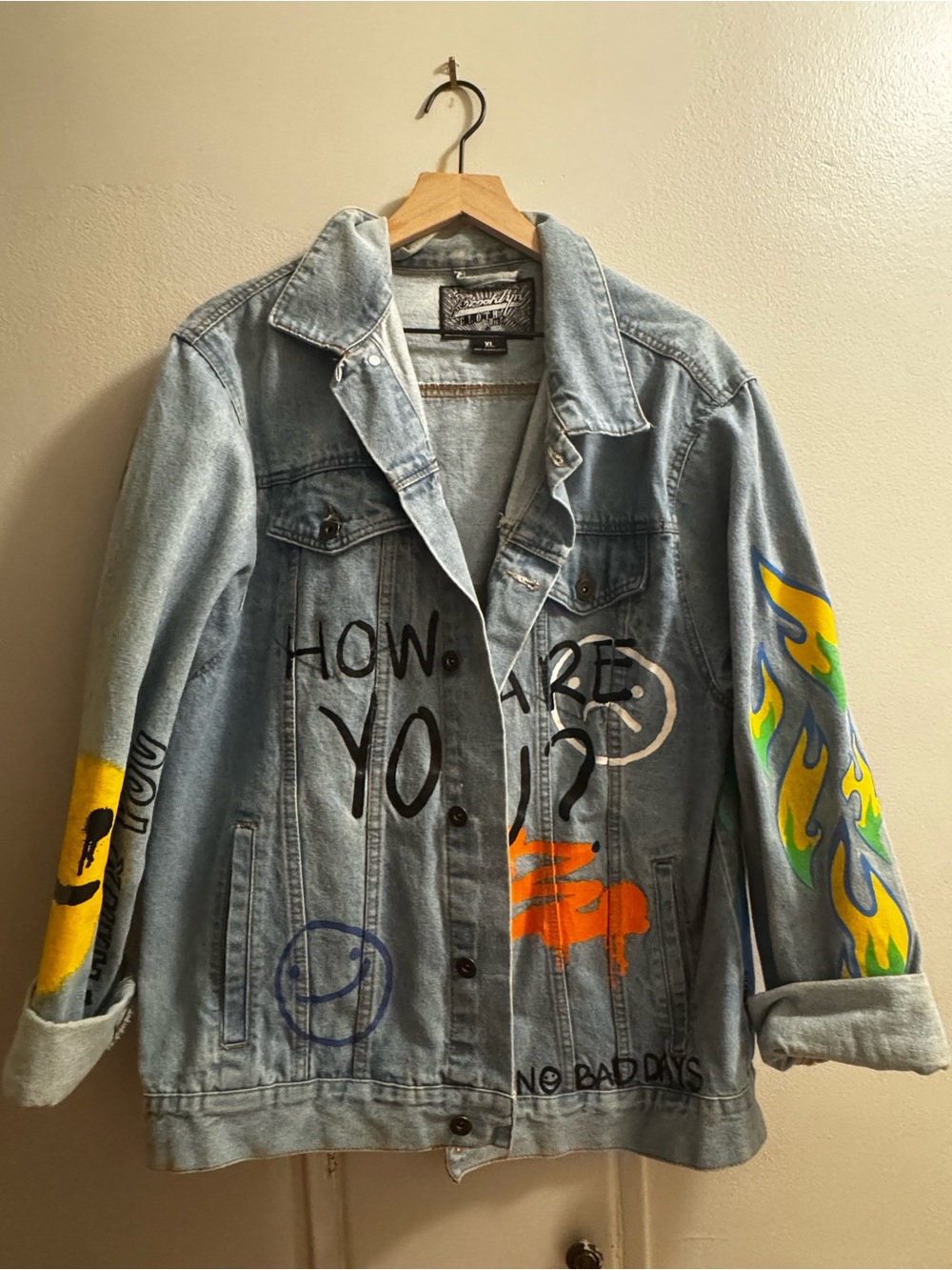 Brooklyn Cloth Light Blue Denim Jacket with Colorful Graffiti Art